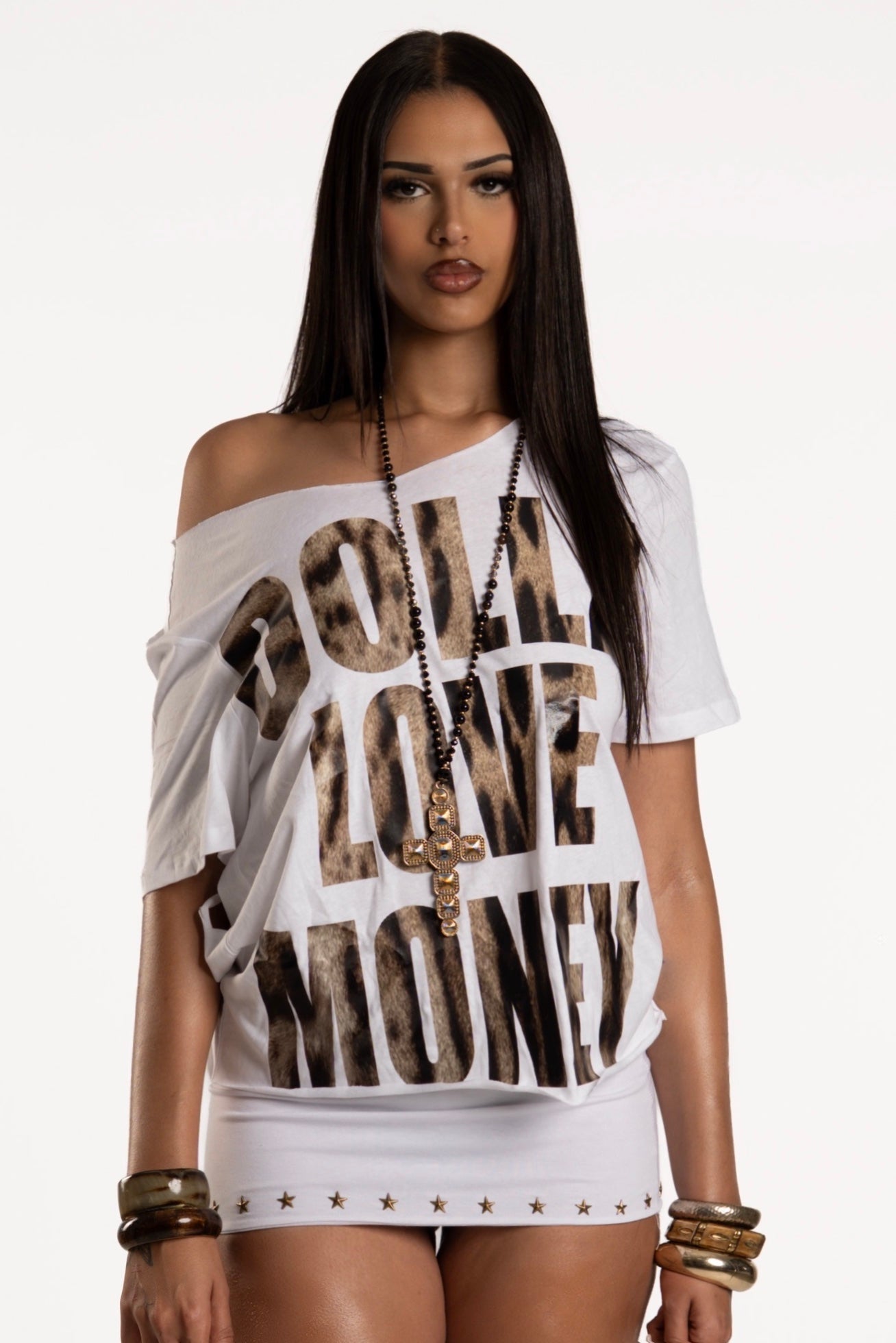 Dollz Love Money White Cheetah Top ☆