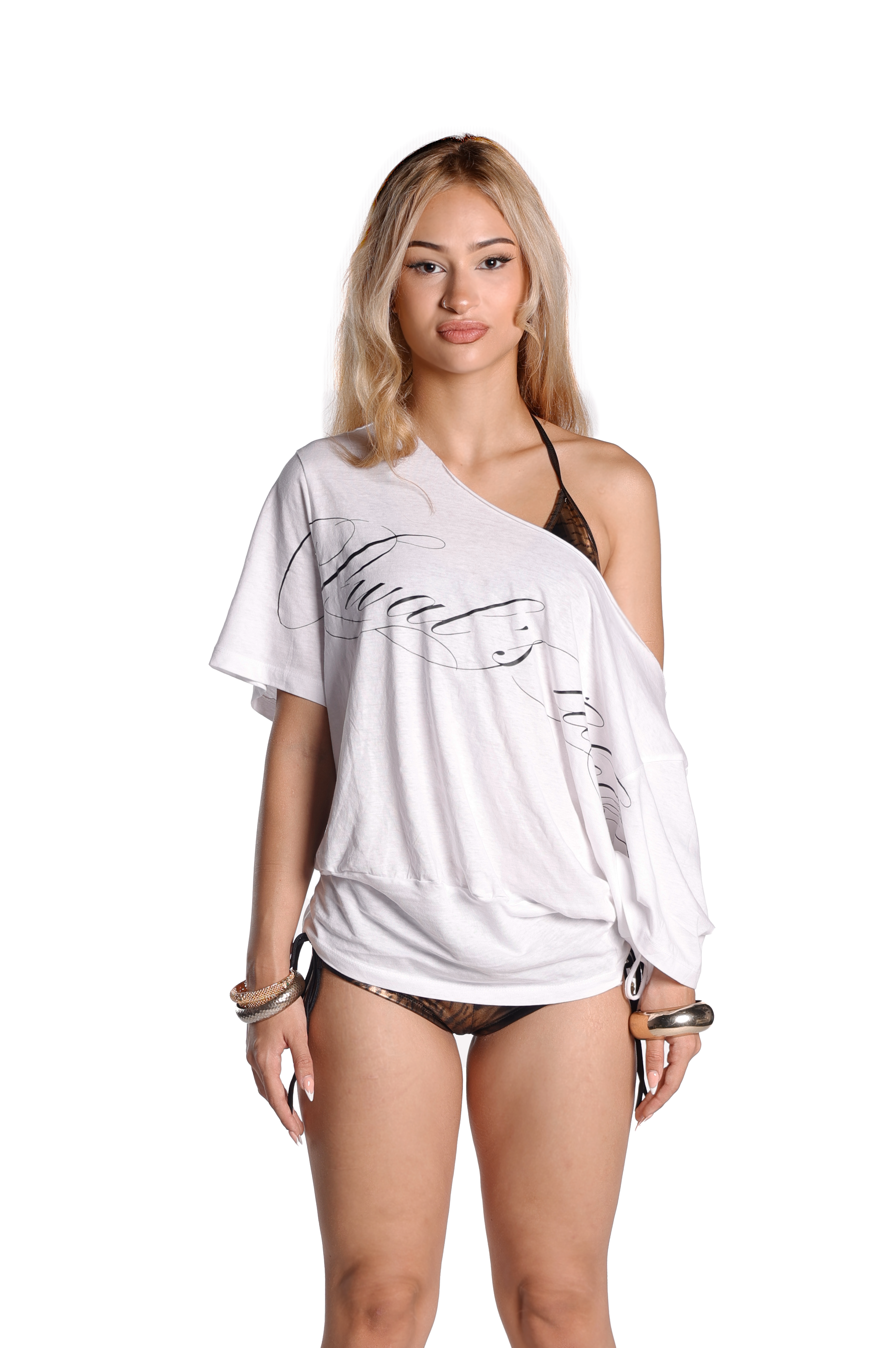 Sequined open Back T-Shirt ☆