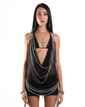 Draped Black Sequin Top ☆